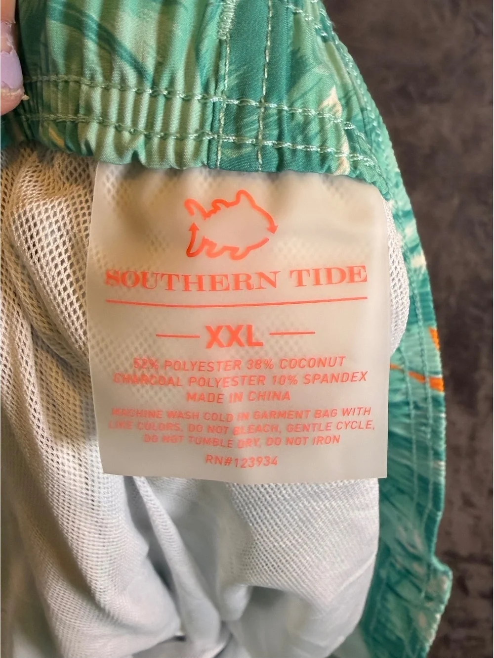 Southern Tide Swim Trunks Mens XXL Teal Tropical Bird of Paradise Floral